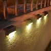 4Pcs LED Solar Powered Fence Wall Lights Garden Lamp Step Paths Decking Outdoor - Brown