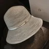 Vrouwen strand stro hoeden zilver garen zon bescherming vizieren cap outdoor reizen casual brede rand hoed