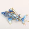 Fancy Sway Cloisonne Enamel Filigree Shark Pendant Ornaments Copper Furnishing Christmas Tree Hanging Decoration Bag Key Chain Charms