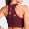 Hollow Out Sports Bra Bekväma andningsbar Fitness Yoga Brassiere Snabbtorkande Shocktäker träningstank Top Kvinna Gym Kläder 210514