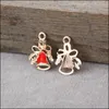 60 stks UV Vergulde Kerst Ornament Bell Emaille 3D Charm Fit voor Kettingen Hangers DIY Sieraden Bevindingen 80139