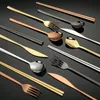 NewStainless Steel Servorware Fork Mes Lepels Dessert Coffe Lepel Zilver Rose Goud Zwart Huis Keuken Restaurant Bestek EWE5560