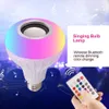 RGB LED BUMALBER DINGER 110V 220V Bluetooth Discher Music Music Playable Dimmable 12W E27 светодиодная лампа с удаленным противоположностью