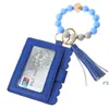 Mode PU Leder Armband Brieftasche Schlüsselbund Party Favor Quasten Armreif Schlüssel Ring Halter Karte Tasche Silikon Perlen Armband Schlüsselanhänger RRF14008