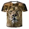 Sommar T-shirts Mens 2021 Mode 3d djurtryck Tshirt Män Loose Casual Graphic Lion Pattern Street Tees Youth Hip Hop Plus Storlek Toppar