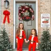 Decorative Flowers & Wreaths Rustic Rattan Wreath Red Truck Fall Front Door Artificial Christmas Garlands With Ribbon Bow Festive Farmhouse