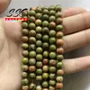 Autres perles de pierre naturelle Unakite lisse ronde entretoise en vrac 4 6 8 10 12 MM 15 "brin pour la fabrication de bijoux bracelet à bricoler soi-même collier Rita22