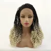 HD Box Braided Synthetic Lace Front Wig Simulation Human Braiding Hair Frontal Braids Wigs For Black Women 191220-613