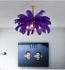 Modern LED Feather Chandelier Lamp for Living Room Luxury Creative Design Hanging Lamp Indoor Home Decor Copper Light Fixtures
