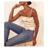 women fashion solid lace-up camis elastic waist chic female casual style 210521