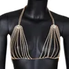 Other StoneFans Simple Tassel Crystal Thong Bra Body Jewelry Lot Cool Summer Beach Rhinestone Chain Bikini Set For Women Accessories