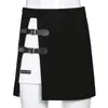 Frauenrock für Frühlings- und Sommermode, Patchwork, zwei Knöpfe, Miniröcke, schwarz, weiße Farbe, Mädchen 210524