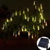 Lampade solari LED Meteor Shower Garland Strip Light Luci da esterno impermeabili per decorazioni natalizie da giardino