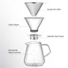 800ml Glass Coffee Kettle Cafe Brewer Pour Over Coffee Maker Pot Dripper Barista with Stainless Filter and Scoop Cafeteria 210408