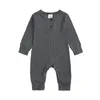 Nouveau-né infantile bébé garçon fille coton barboteuse tricoté rayure printemps automne vêtements combinaison vêtements solides