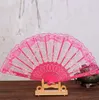 Spanish style rose flower design plastic frame lace silk hand fan Chinese craft folding fans