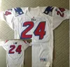 Chen37 personalizado Rare 1995 # 24 Ty Law azul Color blanco Hombres Juego desgastado RETRO Jersey College Jersey Tamaño S-5XL o personalizado cualquier nombre o número de camiseta