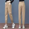 Streetwear Moda Bolso Bolso Feixe Pants Cintura Alta Cintura Loose Harem Calças Femininas Vintage Slim Exército Verde Cargo Calças Mulheres Q0801