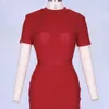 OCSTRADE Vestifo Bandaża Przyjazd Kobiety Rayon Sexy Koronki Sukienka Red Bodycon Celebrity Club Party 210527