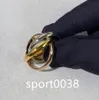 trinity series ring Tricolor 18K gold plated band vintage jewelry official reproductions retro fashion advnced diamants exquisite300G