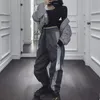 Kobiety Spodnie Black Flash Spodnie odblaskowe Joggers Hip Hop Dance Show Party Night Jogger Baggy Spodnie Plus Size 3XL 210517