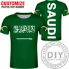 Saudiarabien T Shirt DIY Gratis Anpassad Namn Nummer Sau T-Shirt Nation Flagga SA Arabisk Arabisk Islam Arabisk Land Skriv ut Text Kläder X0602