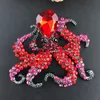 Pins Broschen 100 stücke Mode Rot/schwarz/blau Acryl Sparkly 50mm Octopus Tier Strass Brosche Pin Für party/geschenk Seau22
