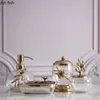 Conjunto de acessórios de banho Acessórios de Chuveiro de Cristal Europeu Dispensador de sabão Vintage Cobre Artesanato Casa de Banho Ferramentas Douradas Suprimentos