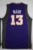 Maglie da basket vintage Charles 34 Barkley Steve 13 Nash Viola Bianco Nero cucite