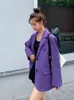Printemps à manches longues de haute qualité dames bureau violet manteau décontracté Chic lâche simple boutonnage cranté cou Blazer femmes 210510