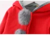 生まれた女の子のコート赤ちゃん秋の春のジャケットの子供幼児のウサギの長い耳のパーカー綿のベベのためのアウター子供の服211011