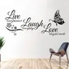 Wall Stickers Live Laugh Love Quotes Butterfly Flower Modern Decals Removable Vinyls Home Decoration Livingroom Poster HJ0265