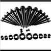 Kaş 30 adetgrup Siyah Akrilik Kafırlı Şile Tünelleri Fiş Ölçer Seti Kulak Genişletici Sedye Set Vücut Piercing Takı KV9WJ T5F9W