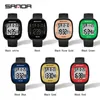 Cuidado com a seleção de Multi Color Multi Color de moda Man Fashion 5Atm Block Clock Tellow Luminous Display Resina Case Wristwatches