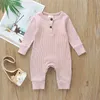 Spring Baby Boys Girl Rompers Long Sleeves Pure Color Autumn Boy born Clothes 210429