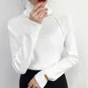 Turtleneck Cienki Dzianiny Sweter damski Odzieży Z Długim Rękawem Slim Fit Solid Color Pullover Fashion Winter Women 211018