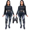 Partihandel Produkt Elasticitet Joggare 2 stycken Outfits för Kvinnor Lounge Slitage Set Slim-Fit Top Sportbyxor Sweatpants 210525