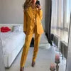 Guld 2021 Brudens morklänningar Pant Suits Slim Fit Evening Party Prom Blazer Ol Outfit 3 stycken Kvinnor Tuxedos (Jacka + Vest + Byxor)