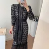 Streetwear Vintage Dentelle Crochet Fleurs Mince Sexy All Match Femme OL A-ligne Doux Robes Longues Vestidos 210525