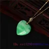 Jade Heart Necklace Pendant Stone 925 Silver Natural Fashion Charm Halsband gröna lyxiga smycken Tillbehör Man Real Jadeite325T