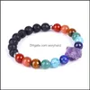 Smycken Rock Stone Armband 7 Chakra Healing Mens Yoga Armband Natural Anxiety for Women Pärled, Strands Drop Delivery 2021 SFBDL