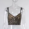 Kvinnor Leopard tryck söt sexig gröda topp sommar streetwear y2k rave party club spets frill v nack camisole casual ruffles kläder kvinnors tank