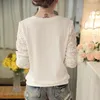 Blusa blanca de manga larga Tops Blusas de mujer Blusa de mujer Blusas Mujer de Moda con cuello en V Blusa de gasa de encaje Camisa E754 210426