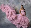 Ny maternity klänning för foto gravida kvinnor sexiga strapless tiered ruffles nighrockes sjöjungfru klänning graviditet klänning baby shower prom kvällslitage