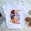 T-shirt das mulheres Propcm Mulheres Linda Melanina Africana Black Girl Imprimir Camiseta Queen Lips Haruku Feminino Manga Curta Roupas Navio Casual Party Club Streetwear 2024