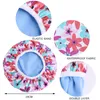 Reusable Floral Pattern Waterproof Shower Cap Terry Lined Double Layer Headcover Dry Hair Spa Salon Bath Cap Bathroom Supplies