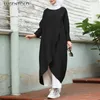 Frauen Kleid Mode Muslimischen Herbst Elegante Casual Dame Einfarbig Pullover Lange Hülse Lose 5XL Lugentolo Kleider