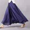 Solid Color National Style Expansion Summer Skirt Large Size Elastic Waist Linen A-line Half Long Skirts 19 Colors 9957