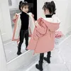 Meisje kleding winter lange jas warm plus fluwelen prinses katoenen jas kind buiten dikke parka kleding hooded bovenkleding 211204