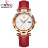 Chenxi New Womens Klockor Toppmärke Lyxigt Läder Vattentät Klocka Casual Ladies Quartz Rose Gold Wristwatch Relogio Feminino Q0524